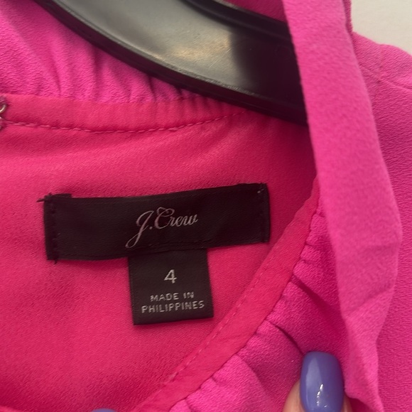 J. Crew Hot Prink Ruffle Neck Dress Size 4 - Picture 3 of 5